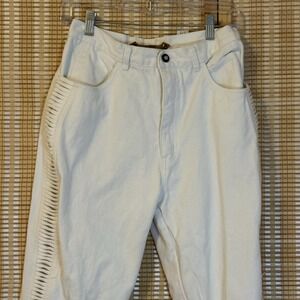 LA Gear White Womens 11/28 Ankle Zip Jeans Taper Leg White Y2K 80's Boho Vintage